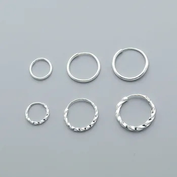 

S990 Sterling Silver Earrings for Women Men Boys Girls Round Circle Loop Hoop Huggie Earrings Fashion Aros Pendientes Jewelry
