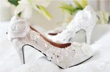 2016 Best Beautiful Round Toe Rhinestone Wedding Bridal shoes Luxurious Elegant Pearl Crystal Fashion White Dress Shoes
