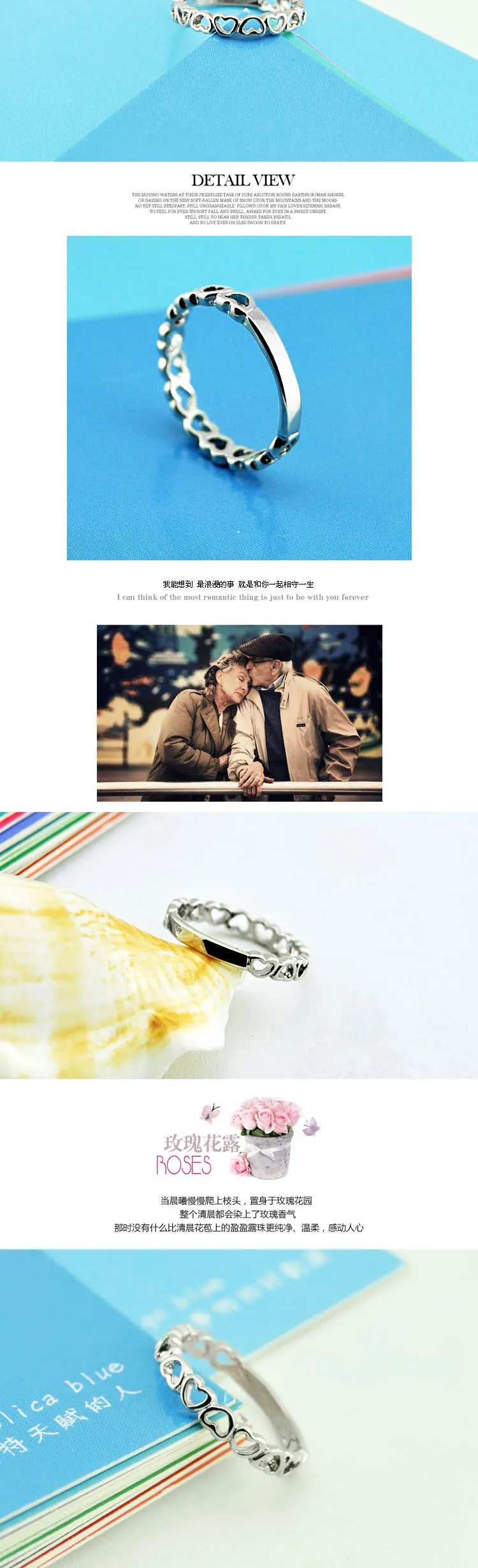 Fashion silver heart-shaped ring.silver ring wedding adjustment.A women little thumb rings.Silver jewelry accessories
