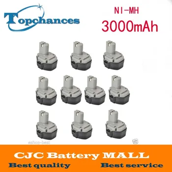 

High Quality 10PCS 14.4V 3000mAh Ni-Mh Battery for MAKITA 1433 1434 1435 1435F 193158-3 6233D