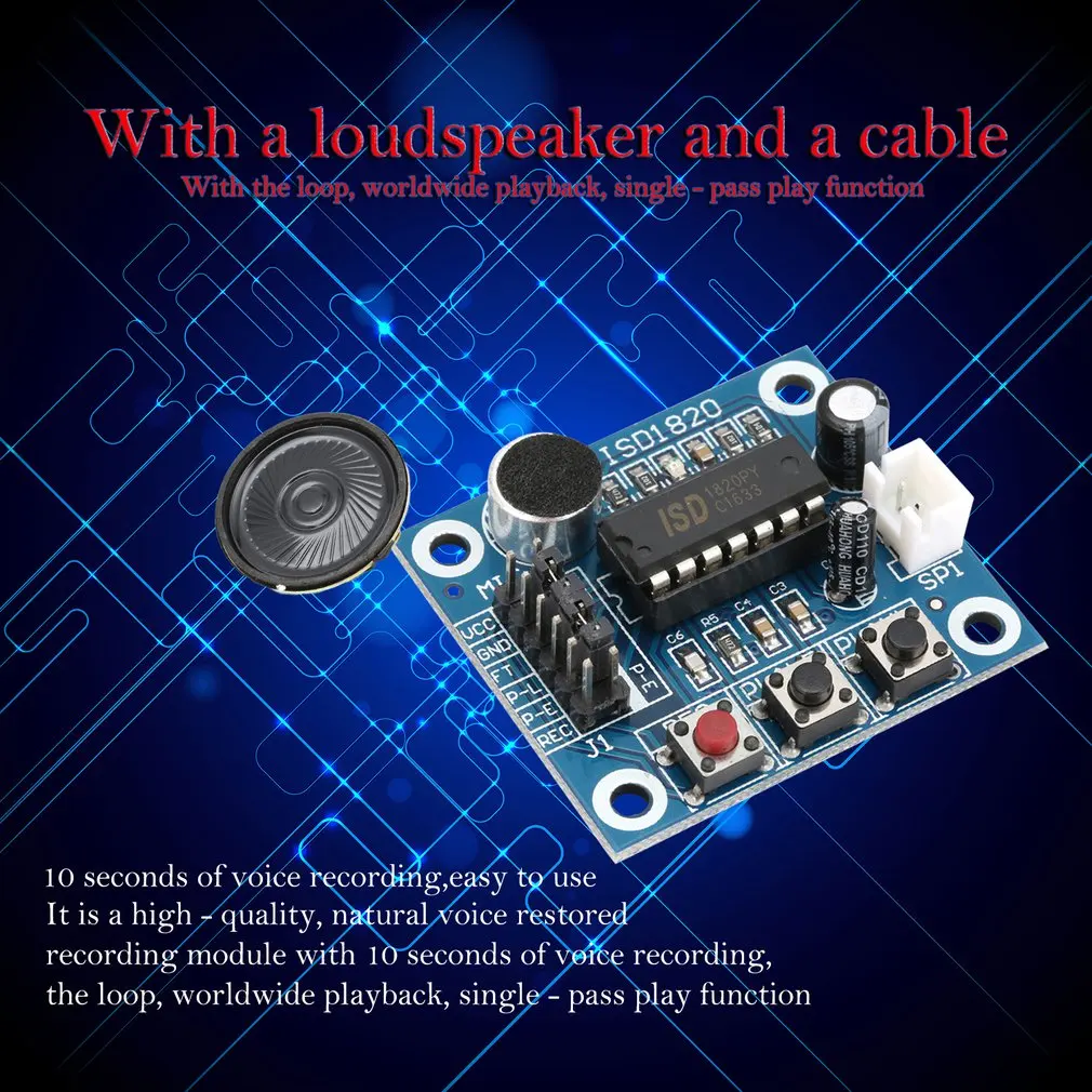 ISD1820 10s микрофон голосовой Звук воспроизведения доска запись рекордер модуль комплект микрофонов Аудио Динамик Громкий динамик для Arduino