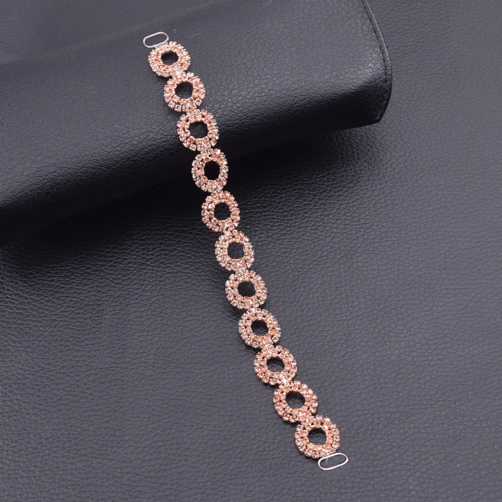 

10pcs/lot popular peach color glass Rhinestones Bikini Connector rose gold plated handmade Buckles for swimming wear BK-35
