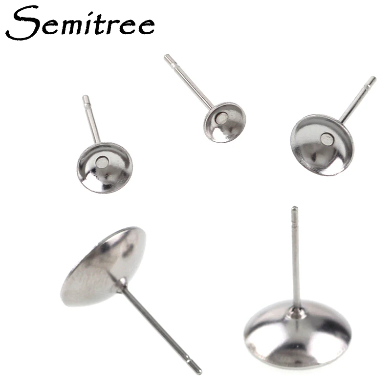 

50Pcs/Lot Wholesale Stainless Steel Earring Post Stud Pin Cup Base Findings for DIY Earring Jewelry Making Findings Accessories