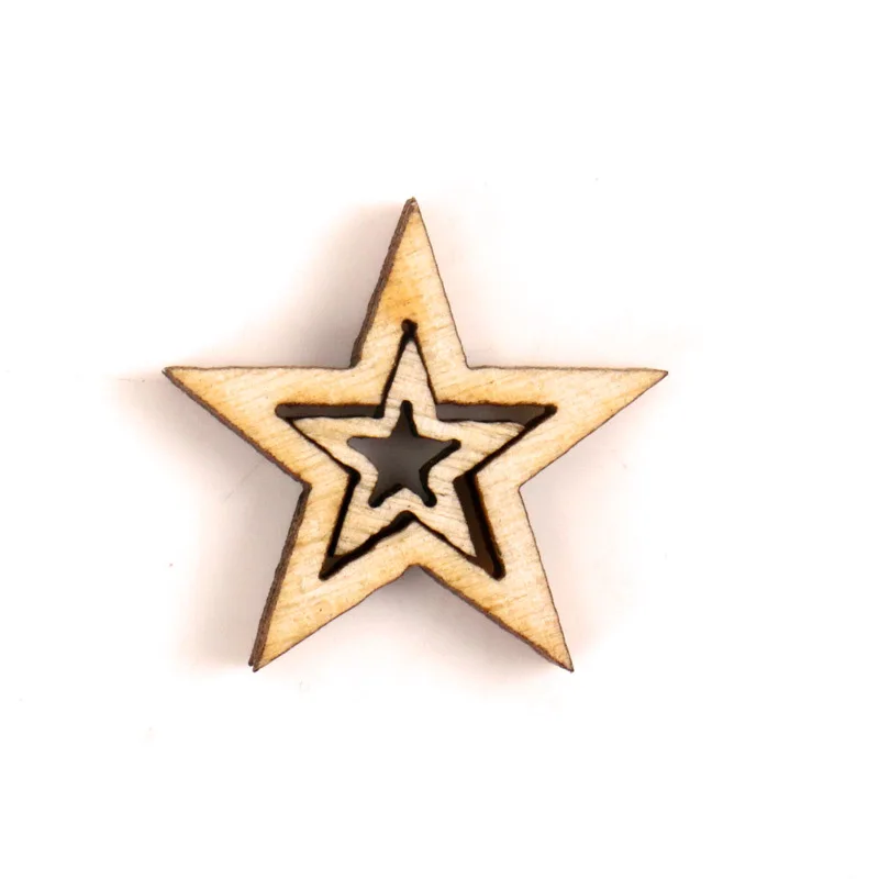 Wooden Hollow Star Shape Scrapbooking Embellishments Craft Handmade Home Wedding Decoration Accessory DIY 10-20mm 50pcs MZ256