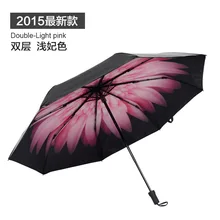 Brand Rain Women Umbrella 3 Folding Novelty Mini Umbrella Light Daisy patten Double Side Black Hole Umbrella Brand Umbrella