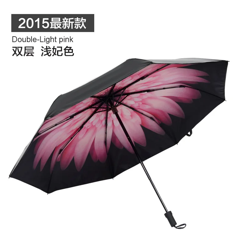 Marca mujeres paraguas de la lluvia 3 de la novedad de plegado Mini luz paraguas margarita patten lado negro agujero paraguas umbrella|women umbrellawomen umbrella brand - AliExpress