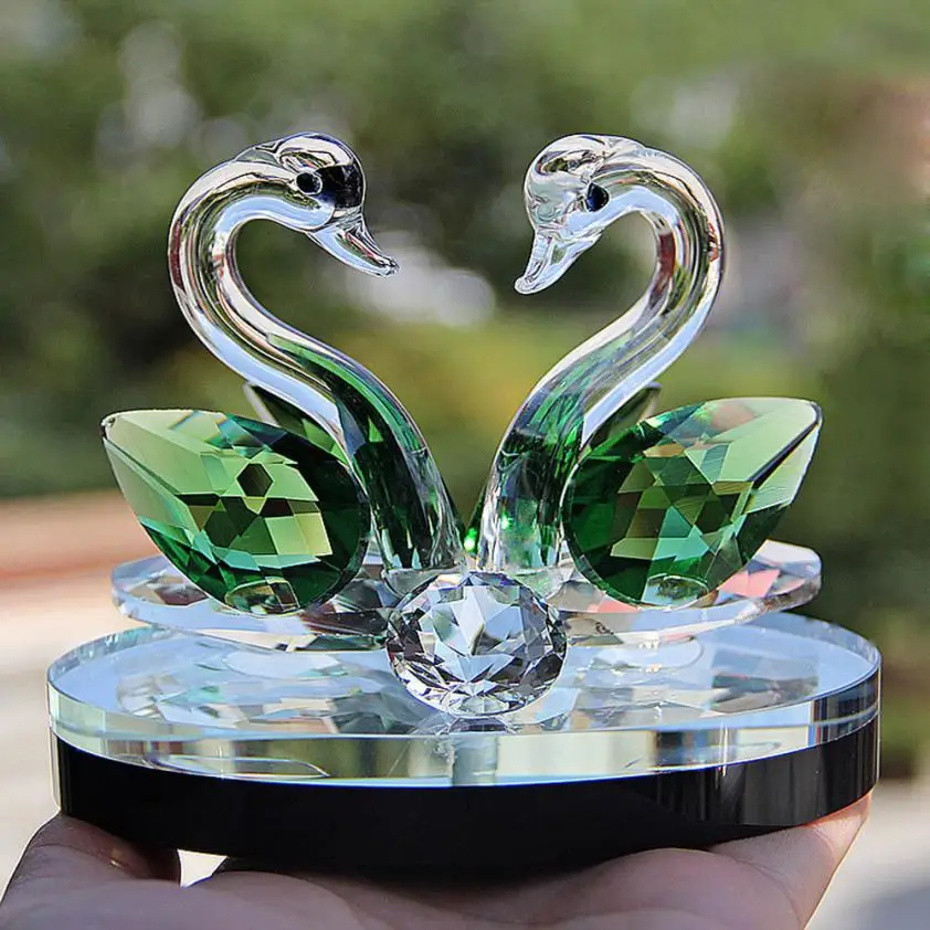 Europe Crystal Swan Wedding Decor Paperweight Figurine Gift Crafts Home Decor 