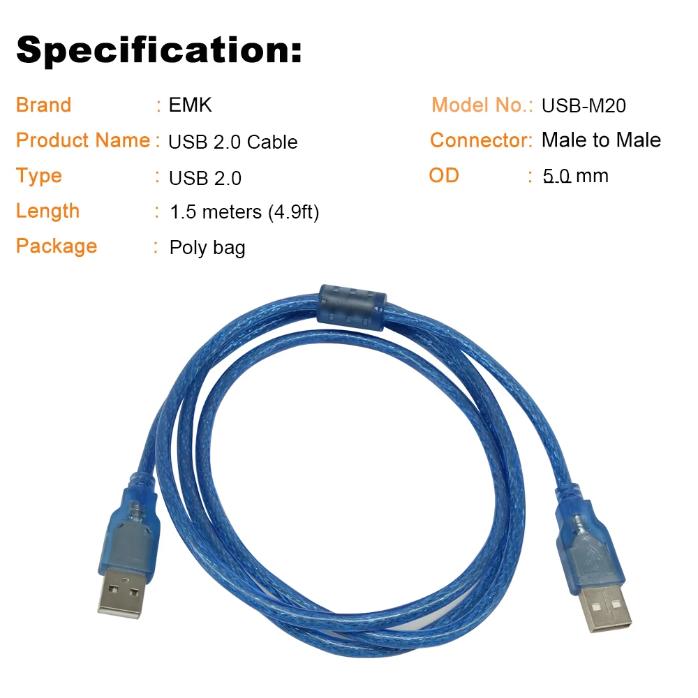 USB Extension Cable USB 2.0 Male to Female Adapter Fast Speed Cord for PC Keyboard Printer Camera Mouse Game Controller (2)