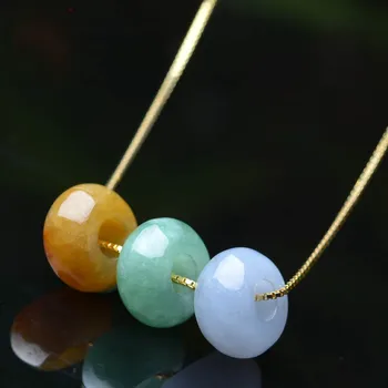 

Natural A cargo jade necklace Authentic DIY three color abacus round ball pendant Fashion wild female models