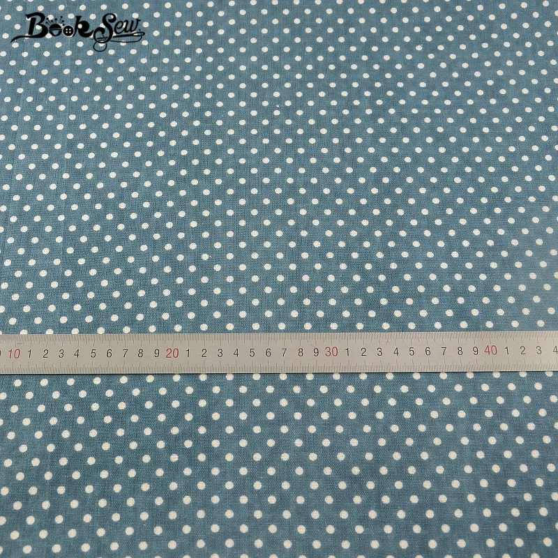 Booksew Blue Color Cotton Linen Fabric Dots Design Home Textile Sewing Material Tissu For Bag Table Cloth Curtain Decoration CM