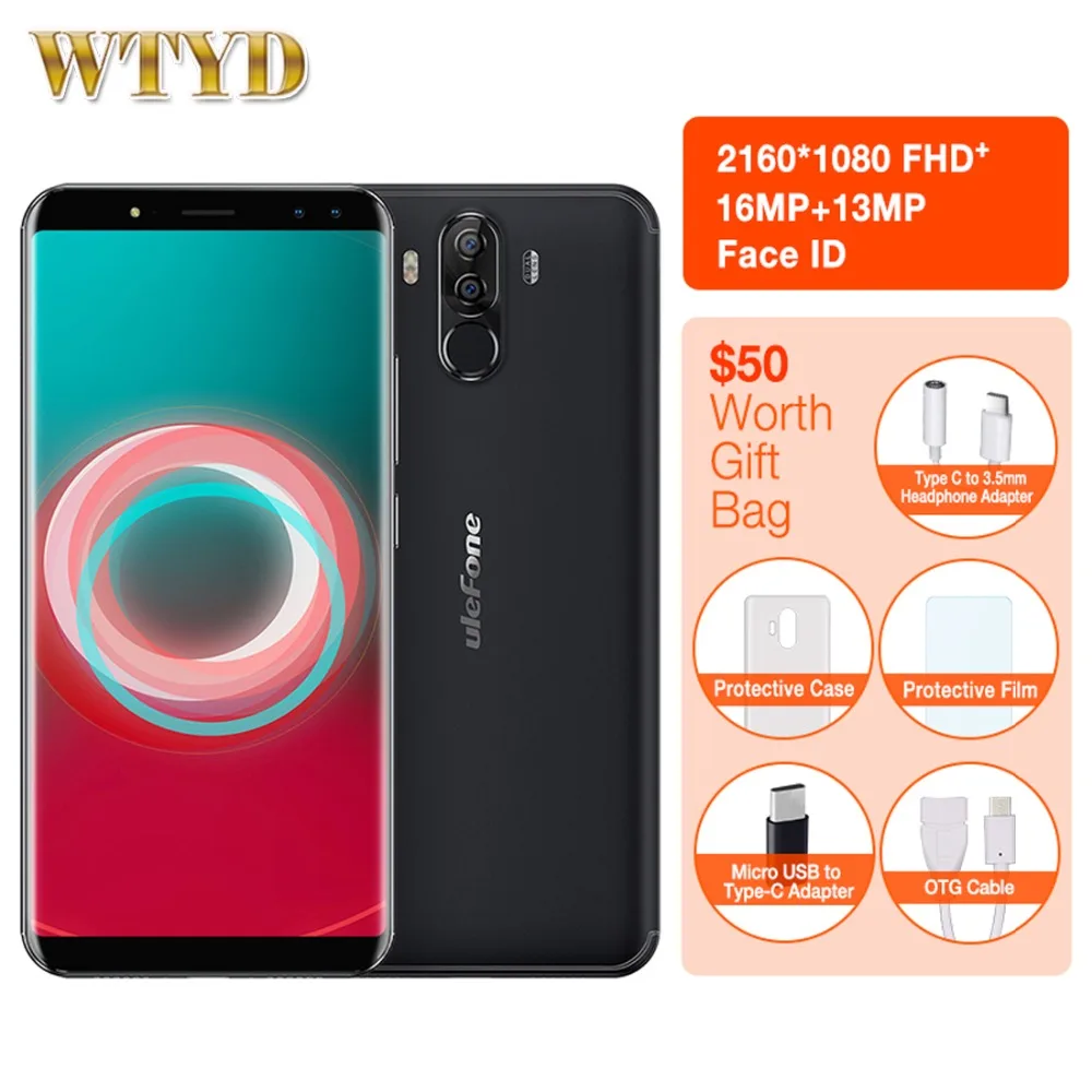 

Ulefone Power 3S 6.0" 18:9 FHD+ Mobile Phone MTK6763 Octa Core Android 7.1 4GB+64GB 16MP 4 Camera 6350mAh Face ID 4G Smartphone