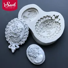 Jewelry Pendant Lady Portrait Fondant Cake Molds Cake Border Decorating for the Kitchen Baking Sugarcraft Decoration Tools
