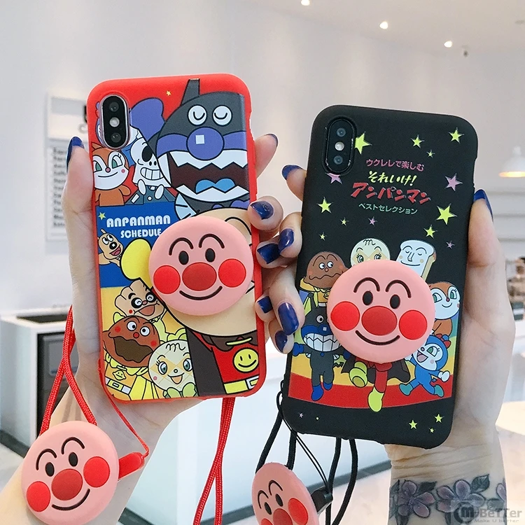 For iPhone XS Max phone case for iPhone 7/8 plus cute anapaman shell 6/6s+ soft cartoon cover X/XS XR couple gift+ holder+ strap
