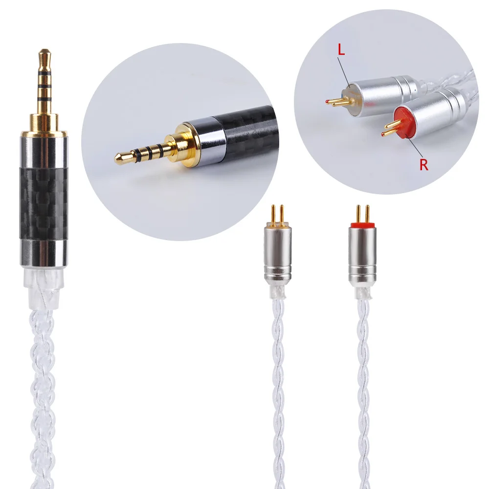Yinyoo 4 Core с серебряным покрытием Модернизированный кабель 2,5/3,5/4,4 мм балансный кабель с MMCX/2pin разъем для AS10 ZS10 ED16 HQ6 HQ8 C16