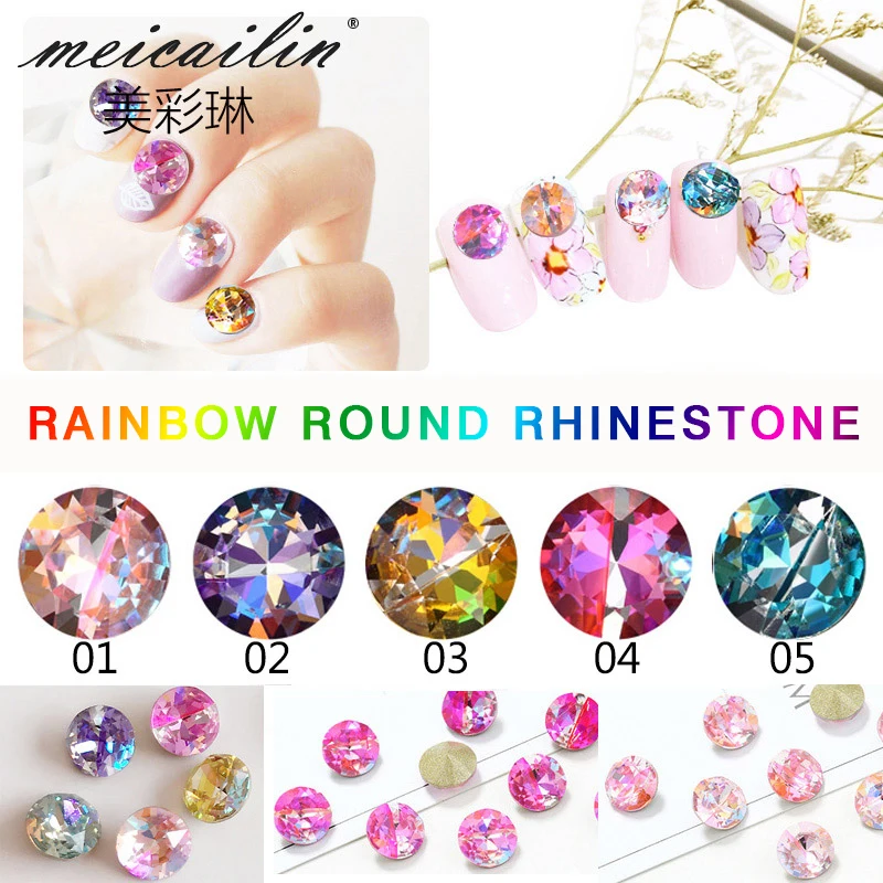 10Pcs/lot Rainbow Nail Art DIY Rhinestone Diamond Gems AB Crystal Glitter 3D Tips Accessoires Jewelry Manicure Tools Decoration | Красота и
