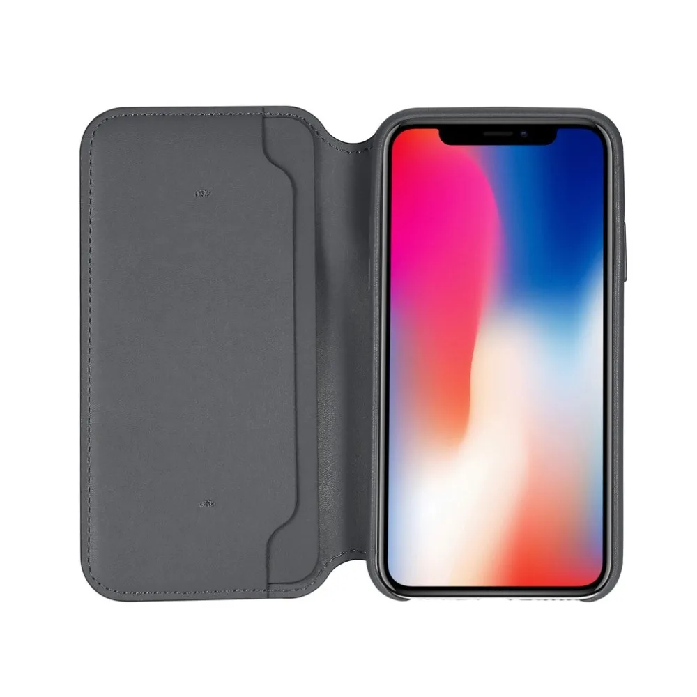 

Flip Leather Phone Case with Magnetic Detachable Case Shockproof Folio Flip Protective Defender Shell for iPhone X