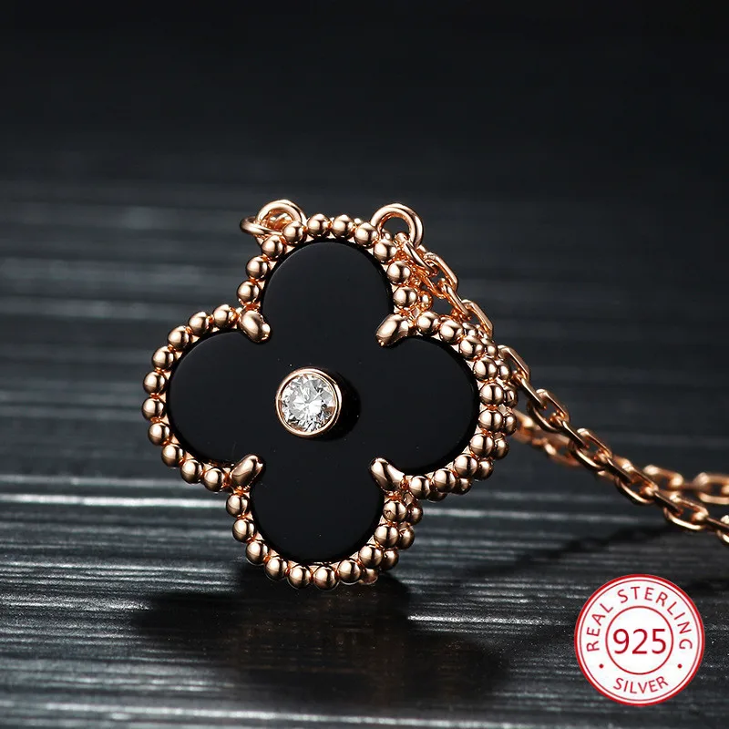 

S925 sterling silver four-leaf clover necklace female models European and American fashion jewelry Christmas gifts
