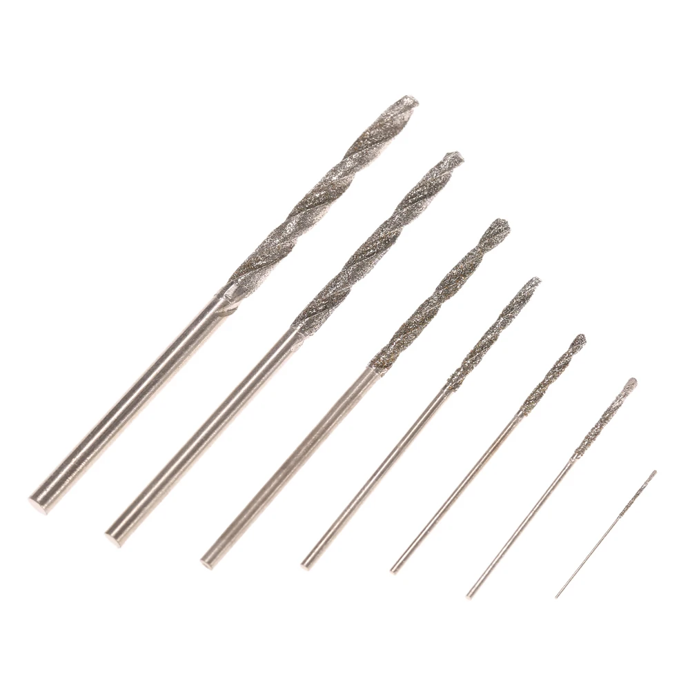 7pcs High Hardness Diamond Coated Twist Drill Bit Set Needle Drills
