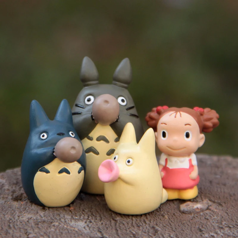 

4pcs/lot Miyazaki Hayao My Neighbor Boast Totoro Mei Wood Pvc Action Figure Collection Model Toy Micro Landscape
