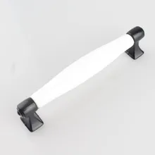 96mm white ceramic porcelain kitchen cabinet drawer pull knob black zinc alloy dresser cupboard door handle modern style handle