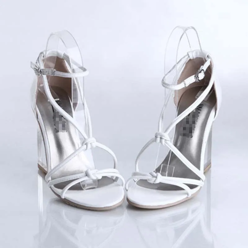 ENMAYLA/пикантные черные и белые летние туфли с перекрестной шнуровкой женские прозрачные сандалии-гладиаторы на высоком каблуке женские модельные туфли на танкетке для вечеринок
