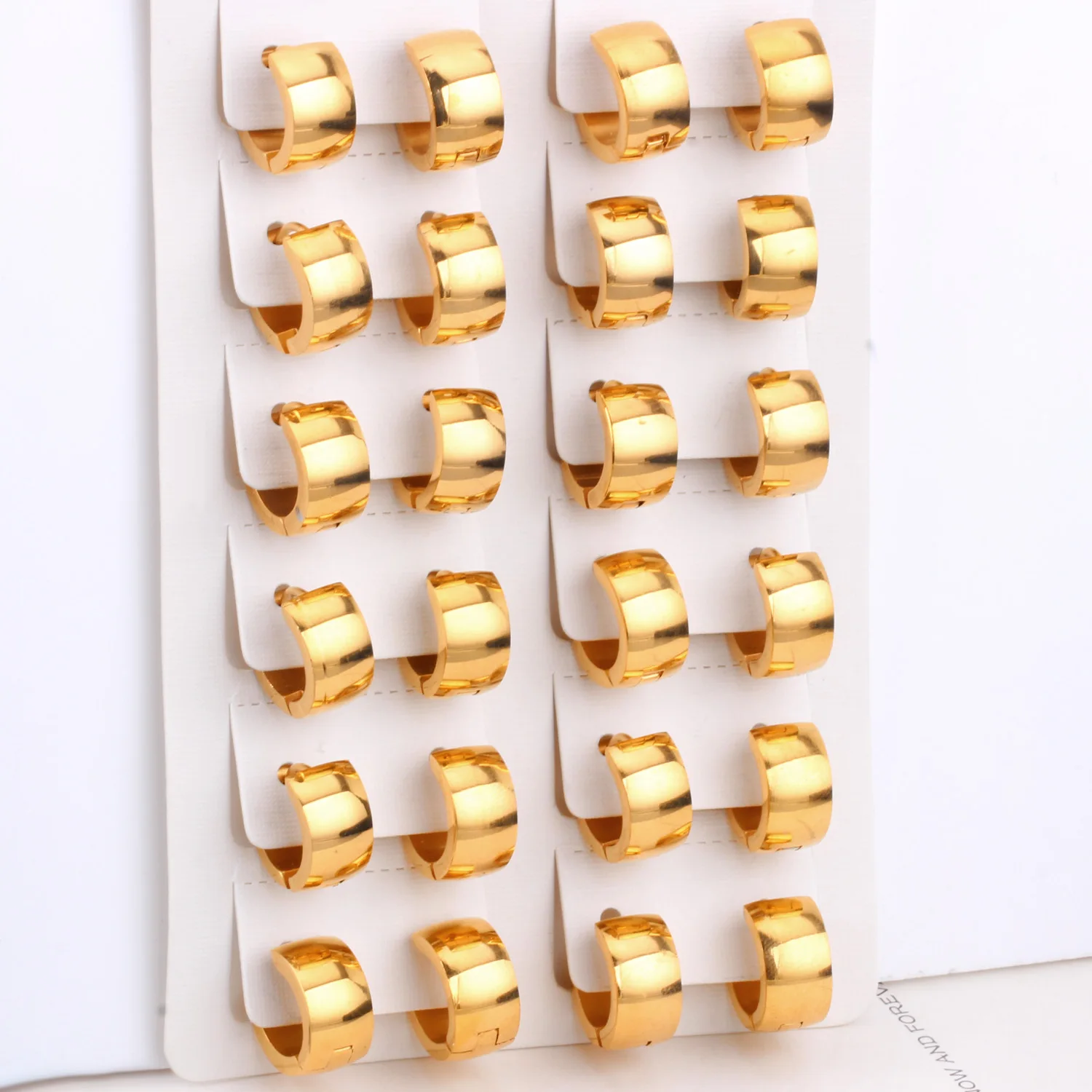 LUXUKISSKIDS 12pairs/lot Gold Color Top 316L Stainless Steel Fashion Korean Jewelry Small Hoop Earring Set For Women-303601