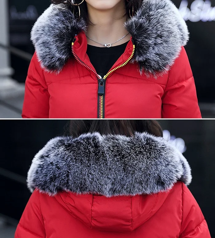 2017 New winter coat women long jacket Collar Hooded Woman Parka Womens cotton padded Coats Thick Jacket+4