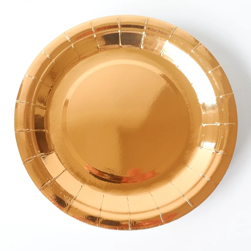 

10Pcs/Set Rose Gold Paper Disposable Tableware Christmas Birthday Party Paper Plates Cups Carnival Party Supplies Plastic Straws