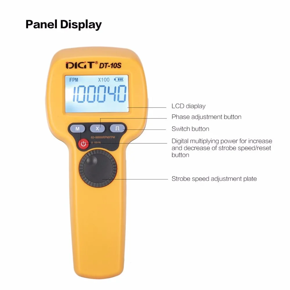 DIGT DT-10S 7,4 V 2200mAh 60-49999 стробов/мин 1500LUX ручной светодиодный стробоскоп измерение скорости вращения вспышка велометр