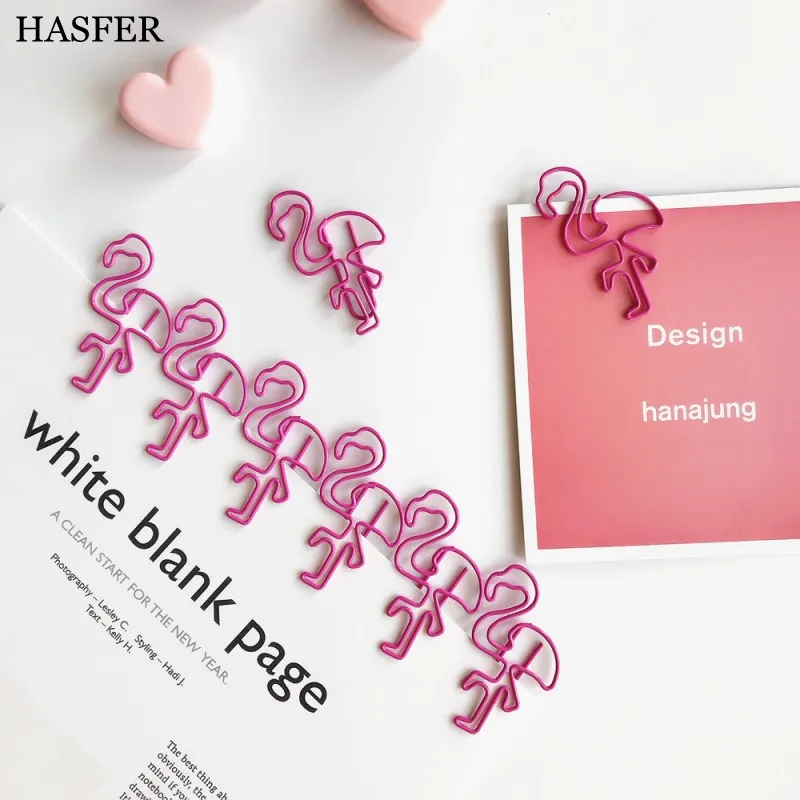 

10 pcs/lot Cute Flamingo book mark Kawaii pink metal paper clip Stationery school office supplies Marcadores