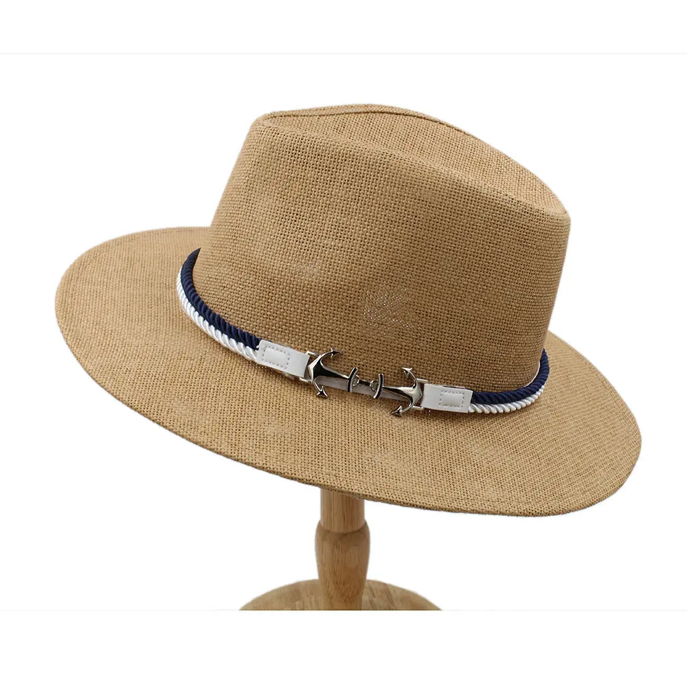 Для женщин Для мужчин соломенная шляпа с широкими полями Панама для пляж sunbonnet шляпа с бантом Размеры 56-58 см A0068 - Цвет: Light Coffee