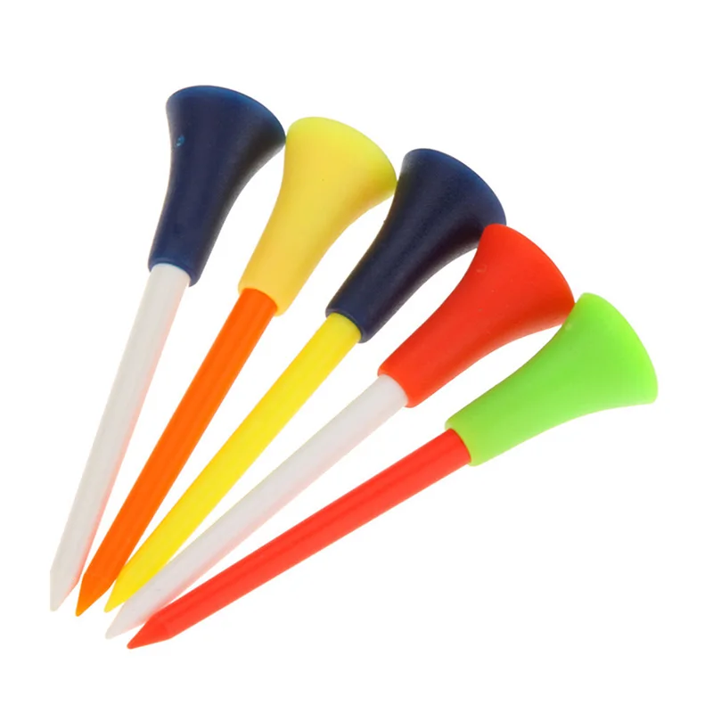 

10pcs Golf Tools 83mm Multicolor Plastic Golf Tees Rubber Cushion