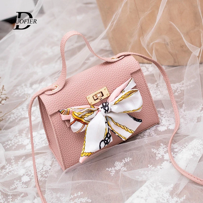 

2019 Woman Bag Summer New Lock Lychee Bow Scarf Single Shoulder Crossbody Bags Mobile Phone Bag Elegant Temperament Ladies Bag