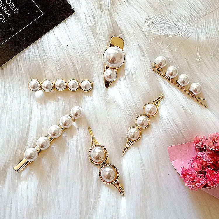

Exquisite Pearl Geometric Round Hairpins Hair Headwear Hair Clip For Women Elegant Wedding Engagement Barrettes Jewelry For Gift