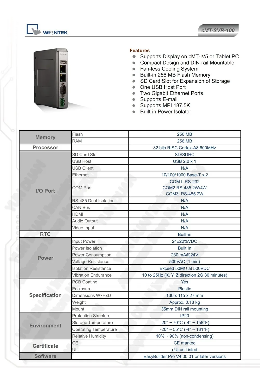 CMT-SVR-100 weinview Weintek HMI хост-контроллер с сенсорным экраном Ethernet для iPad iPhone Android Tablet cMT-iV5 Новинка в коробке