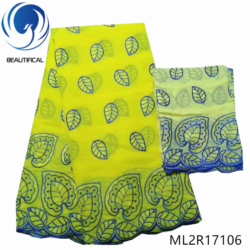 

BEAUTIFICAL Nigerian cotton lace fabrics for dress New arrival embroidery swiss voile lace fabric for dress 5yards/lot ML2R171