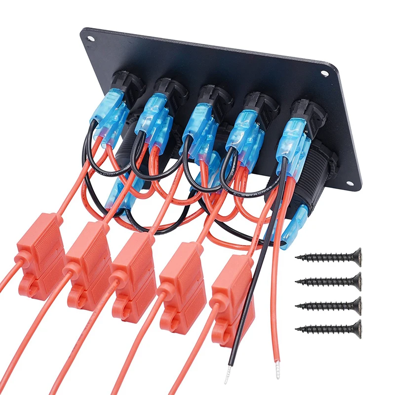  Camión Dual USB carga 5 Gang On-Off interruptor de Control interruptor rojo LED voltímetro interrup