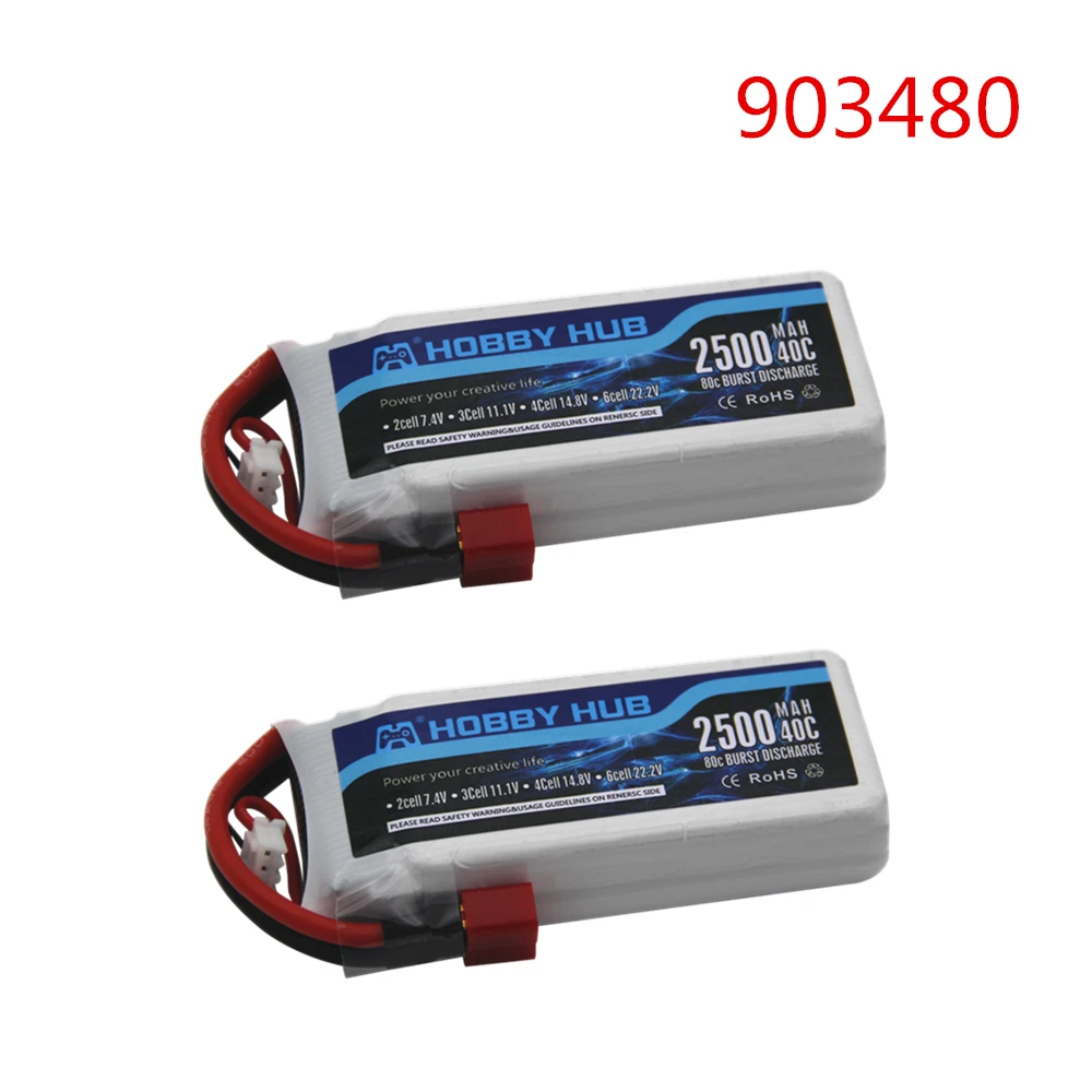 

Hobby Hub 2PCS RC Lipo Battery 2S 7.4V 2500mah 40C Max 80C for Wltoys 12428 12423 1:12 RC Car Spare parts