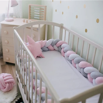 

Pokich 150cm Baby Bed Bumper Colorful Soft Knot Pillow Newborn Baby Braided Crib Bumper Decorative Bedding Cushion Accessories