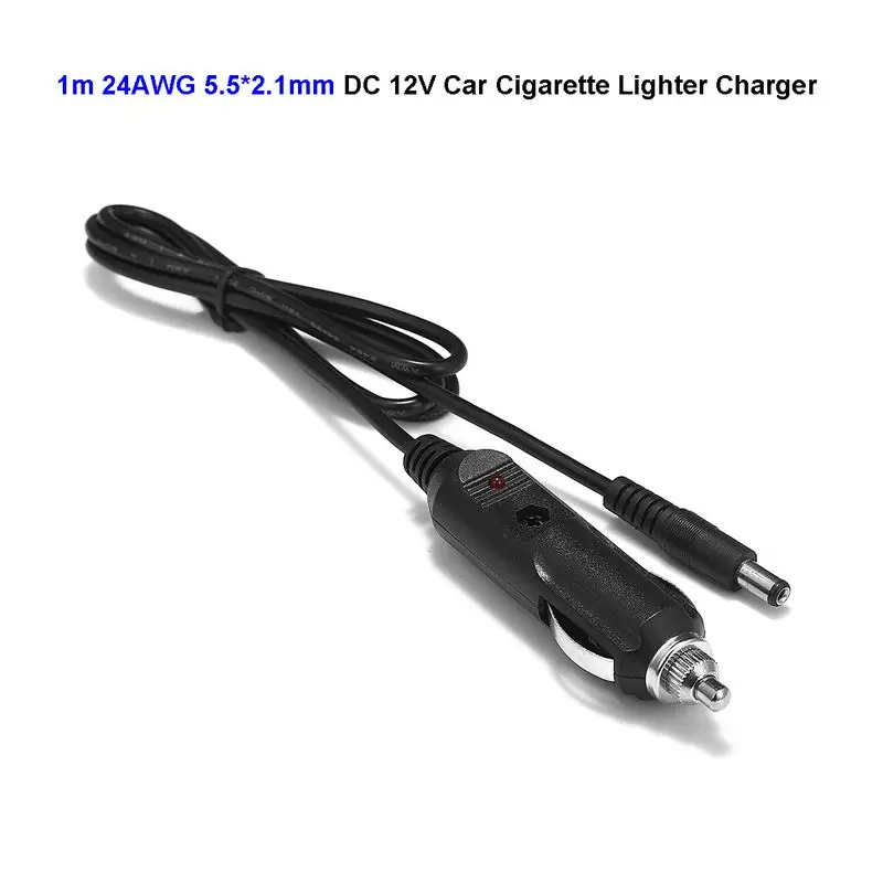 

DC 5.5 x 2.1mm 12V 24V Car Charger Cigarette Lighter Power Adapter Plug 1m Cable For Battery Charger LED Light Car Air Purifier