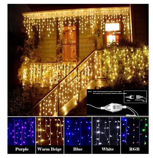 Christmas Garland LED Curtain Icicle String Light 220V 4.5m 100Leds Indoor Drop LED Party Garden Stage Outdoor Decorative Light