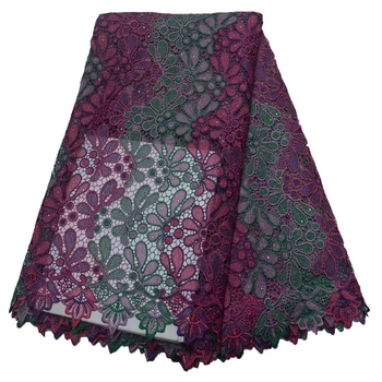 

New Arrival Colorful Embroidered Chemical Cord Lace Fabric 2019 High Quality African Wedding Dress Guipure Lace Fabric A1518