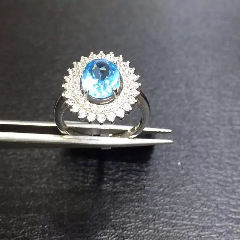 Qi Xuan_Blue Stone модные ювелирные изделия Rings_Finger Rings_S925 Твердые серебряные модные синие кольца производитель прямые продажи