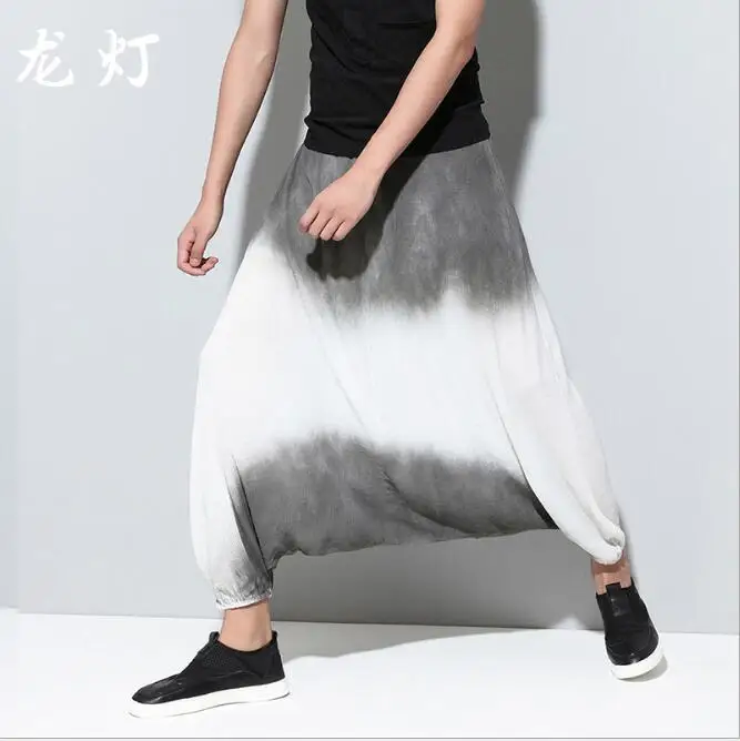 New style chiffon crotch harem pants men's personality hipster men loose nine-point pants