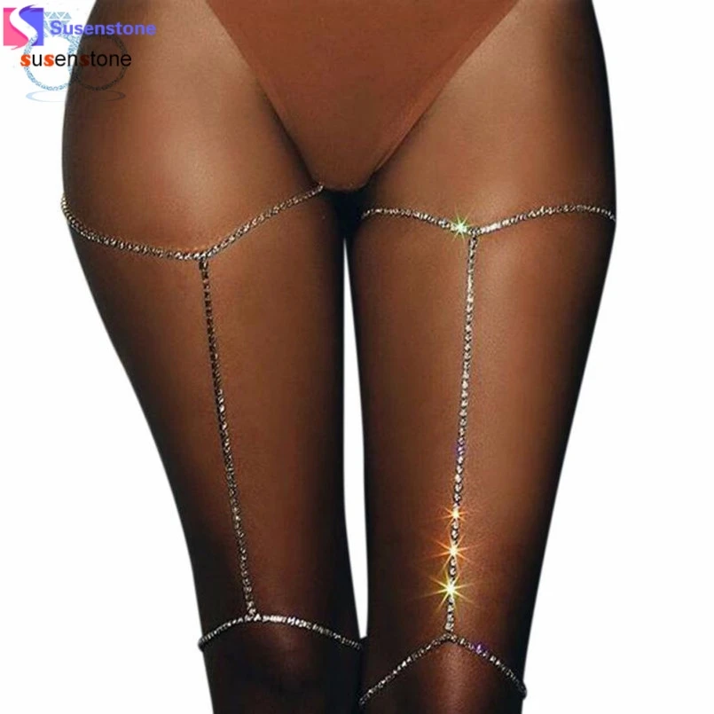 

SUSENSTONE 1PC Shiny Women Rhinestone Body Jewelry Leg Thigh Chain Crystal #7-8