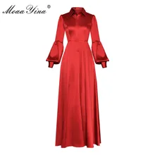 Moaa Yina, модное дизайнерское подиумное платье, весна-лето, женское платье, отложной воротник, рукав-фонарик, вечерние, элегантные платья