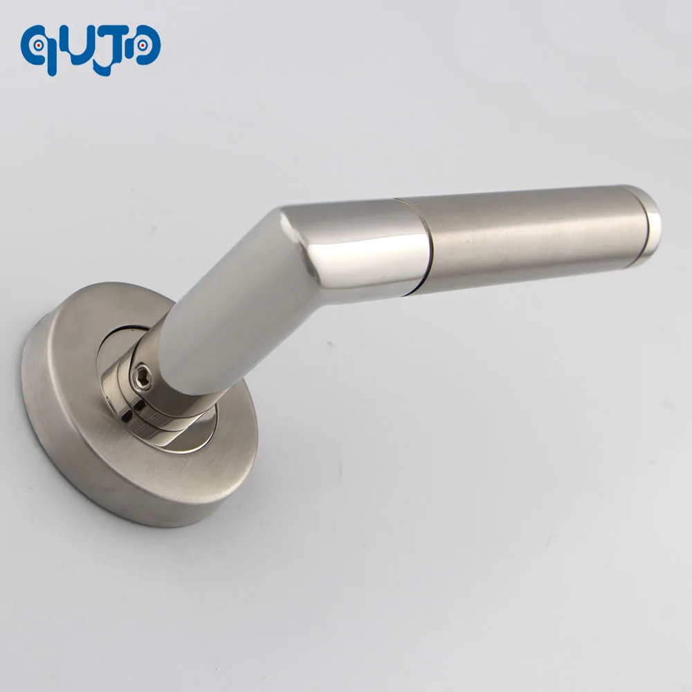 Commercial Tube Door Lever Handle On Rose Polished and Satin Lever Door