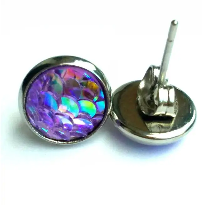 

New 40pairs 8mm 12mm Stainless Steel Faux Druzy Stud Earrings Set for Girls Women