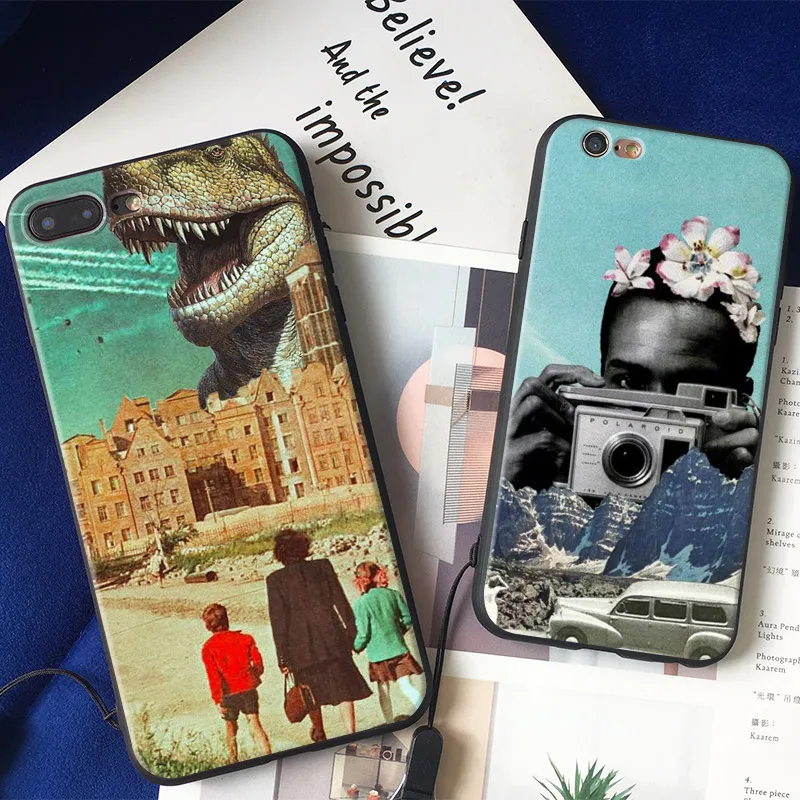 

Vintage Art Collage aesthetic Soft Silicone Phone Case Cover Shell For Apple iPhone 5 Se 5s 6 6s 6Plus 6sPlus 7 8 7Plus 8Plus X