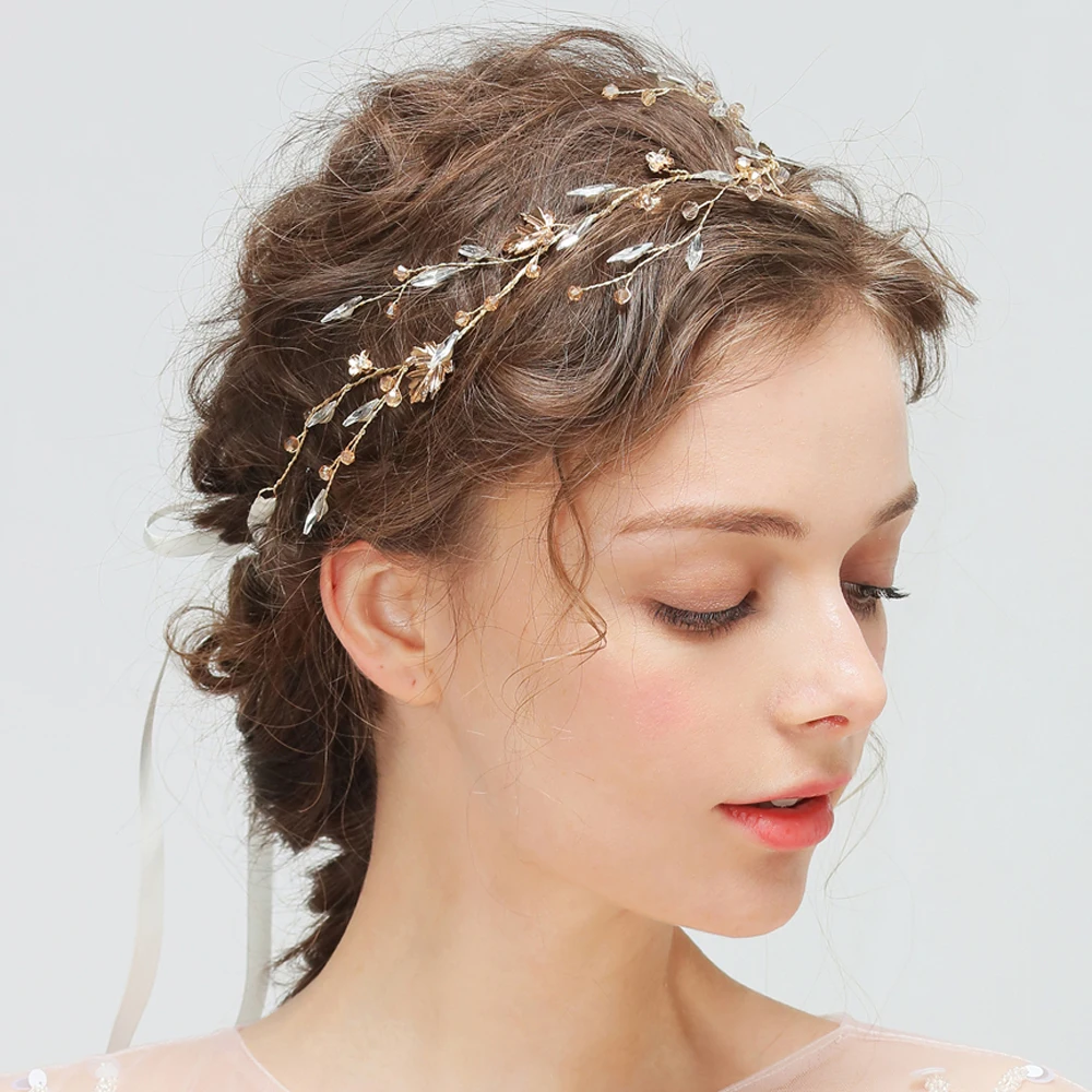 

Elegant Maple Leaf Bridal Hair Vine Crown Crystal Wedding Headband Brides Hair Jewelry